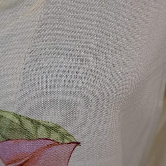 Soft Surroundings Size Small Floral Print Tunic 3/4 Sleeves Cream/Pink/Green EUC - Picture 11 of 15